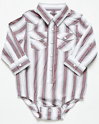 Wrangler Infant Boys' Striped Print Long Sleeve Snap Stretch Onesie