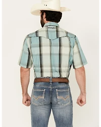 Wrangler Men's Plaid Print Short Sleeve Performance Western Shirt