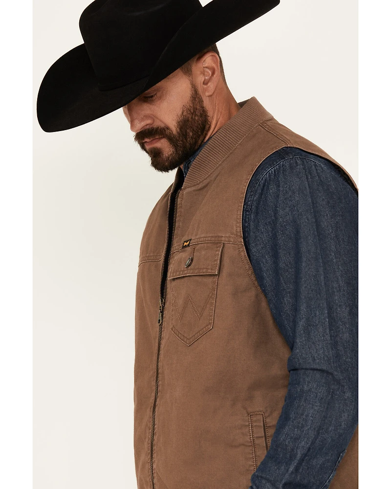 Wrangler Men's Harvest Quilted Lined Zipper Vest