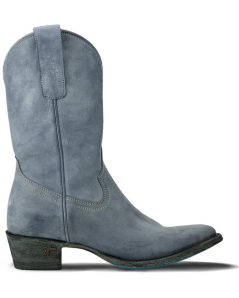 Lane Women's Plain Jane Washed Denim Midi Western Boots - Round Toe