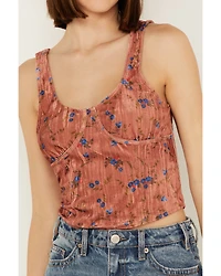 Beyond The Radar Women's Velvet Floral Corset Tank