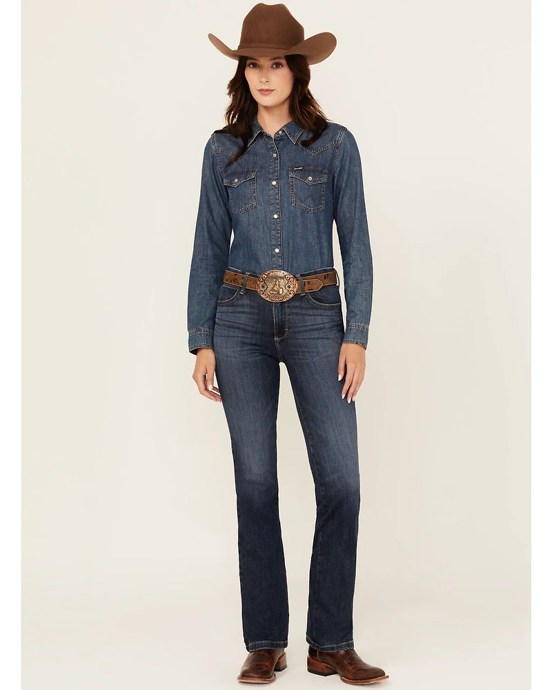 Wrangler Women's Lacey Dark Wash Bespoke High Rise Bootcut Stretch Denim Jeans