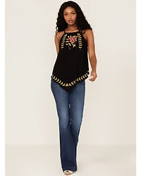 Band of the Free Women's Instant Karma Embroidered Floral Tank Top