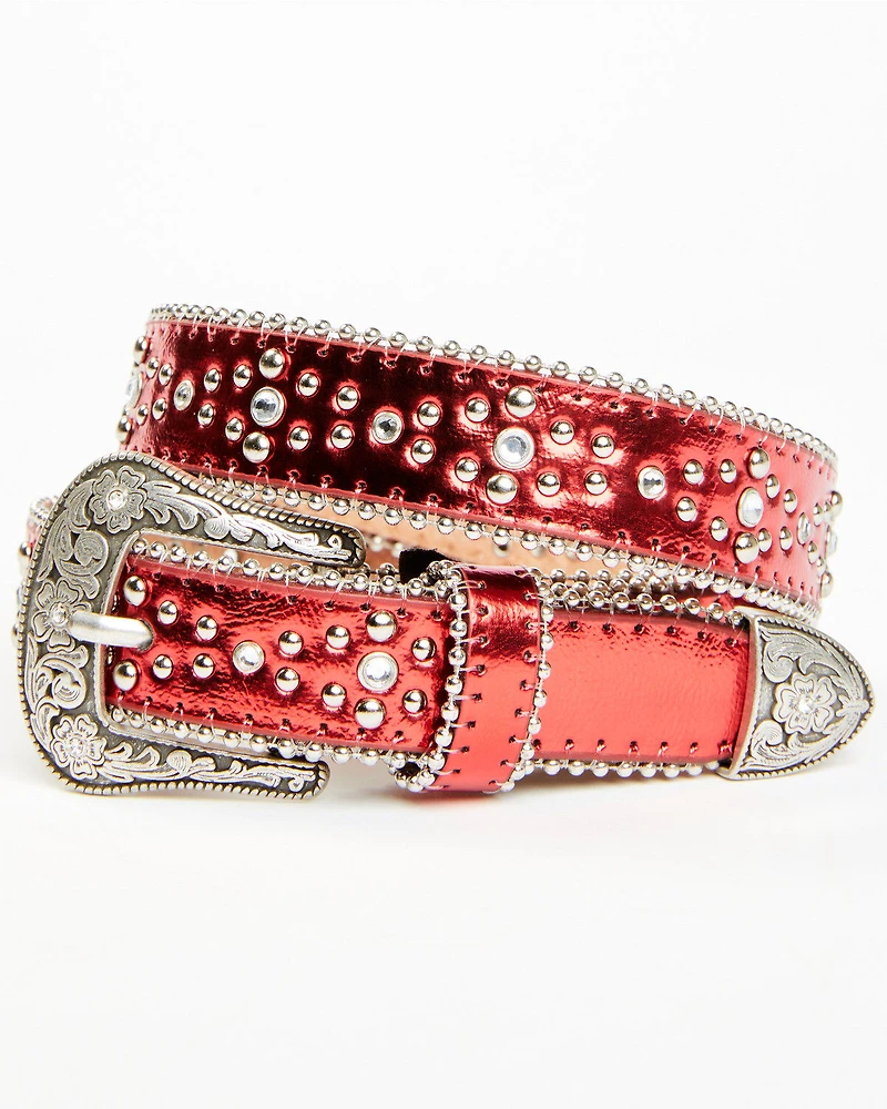 Shyanne Girl's Metallic Crystal Stone Belt