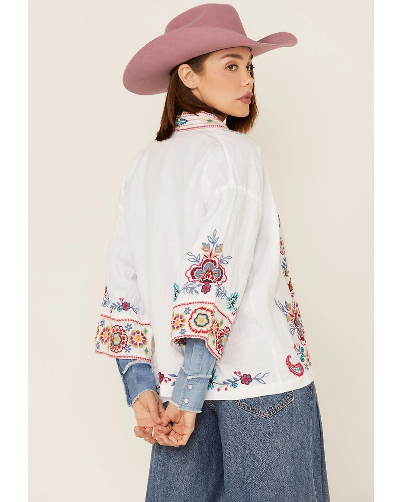 Johnny Was Women's Sicilia Embroidered Linen Kimono