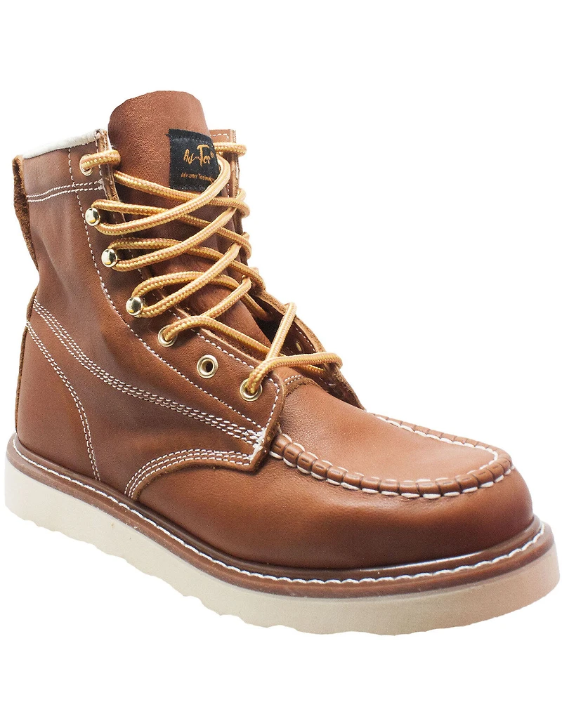 Ad Tec Men's Brown Lace-Up Moc Work Boots - Soft Toe