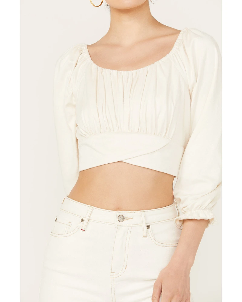 Beyond The Radar Women's Faux Suede Tie Back Top