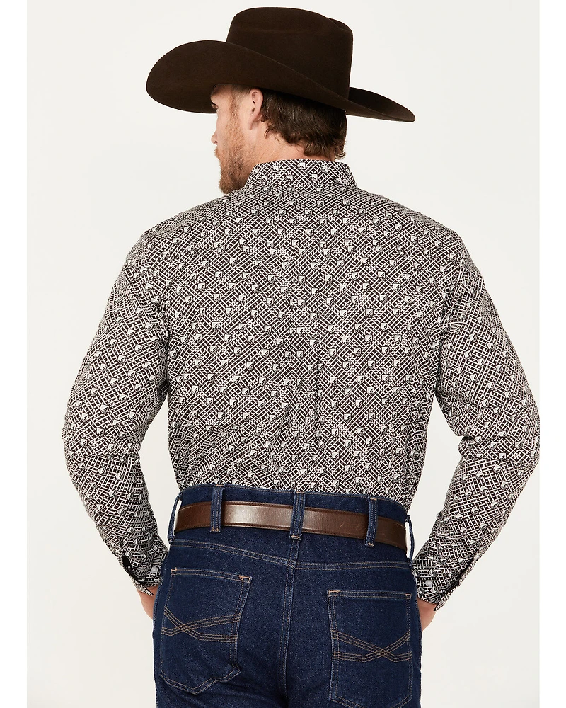 RANK 45® Men's Chute Gate Geo Print Long Sleeve Button-Down Western Shirt