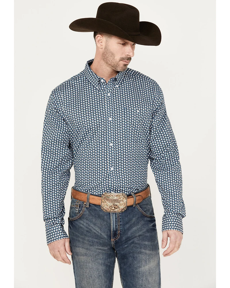 RANK 45® Men's Chute Gate Geo Print Long Sleeve Button-Down Western Shirt