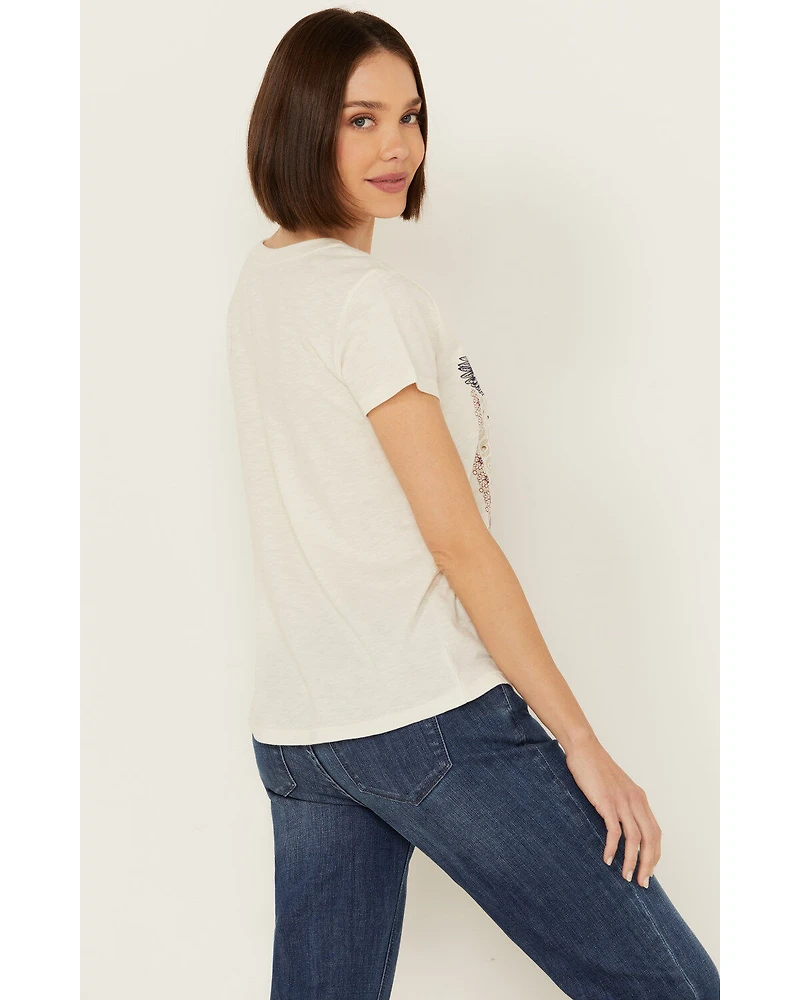 Shyanne Women's Be Free Studded Short Sleeve Boyfriend Graphic Tee