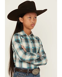 Roper Girls' Plaid Print Long Sleeve Snap Western Shirt