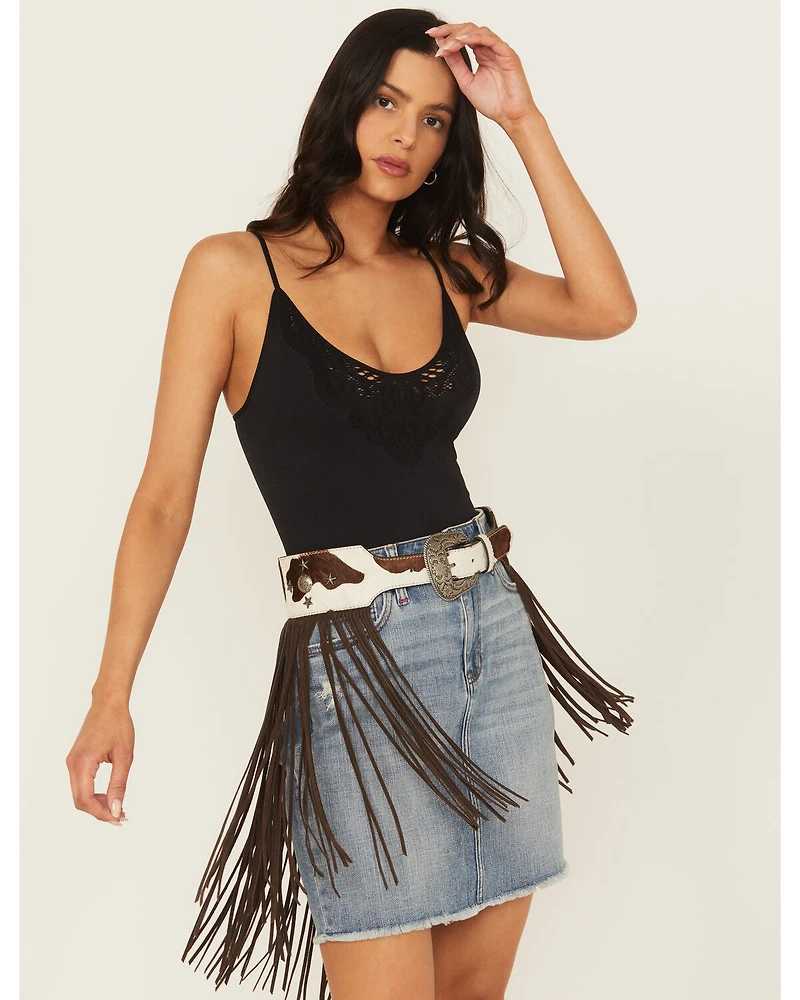 Idyllwind Women's Festival Fringe Hair-On Star Concho Belt
