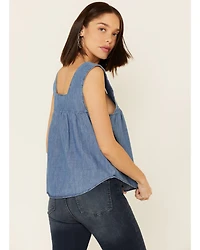 Wrangler Retro Women's Americana Chambray Embroidered Neck Tank Top