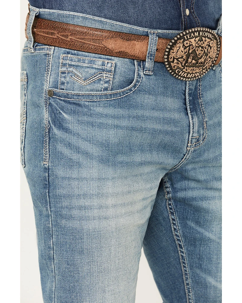Cody James Men's Bandera Wash Wyatt Slim Bootcut Stretch Denim Jeans