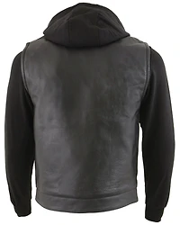 Milwaukee Leather Men's Club Style Zip Front Vest and Full Sleeve Hooded Jacket