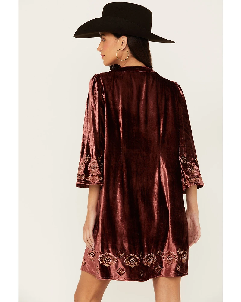 Shyanne Women's Velvet Beaded Mini Dress