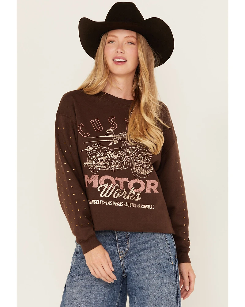 Cleo + Wolf Women's Embellished Sleeve Pullover Sweatshirt