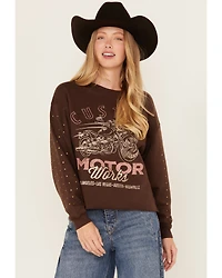 Cleo + Wolf Women's Embellished Sleeve Pullover Sweatshirt