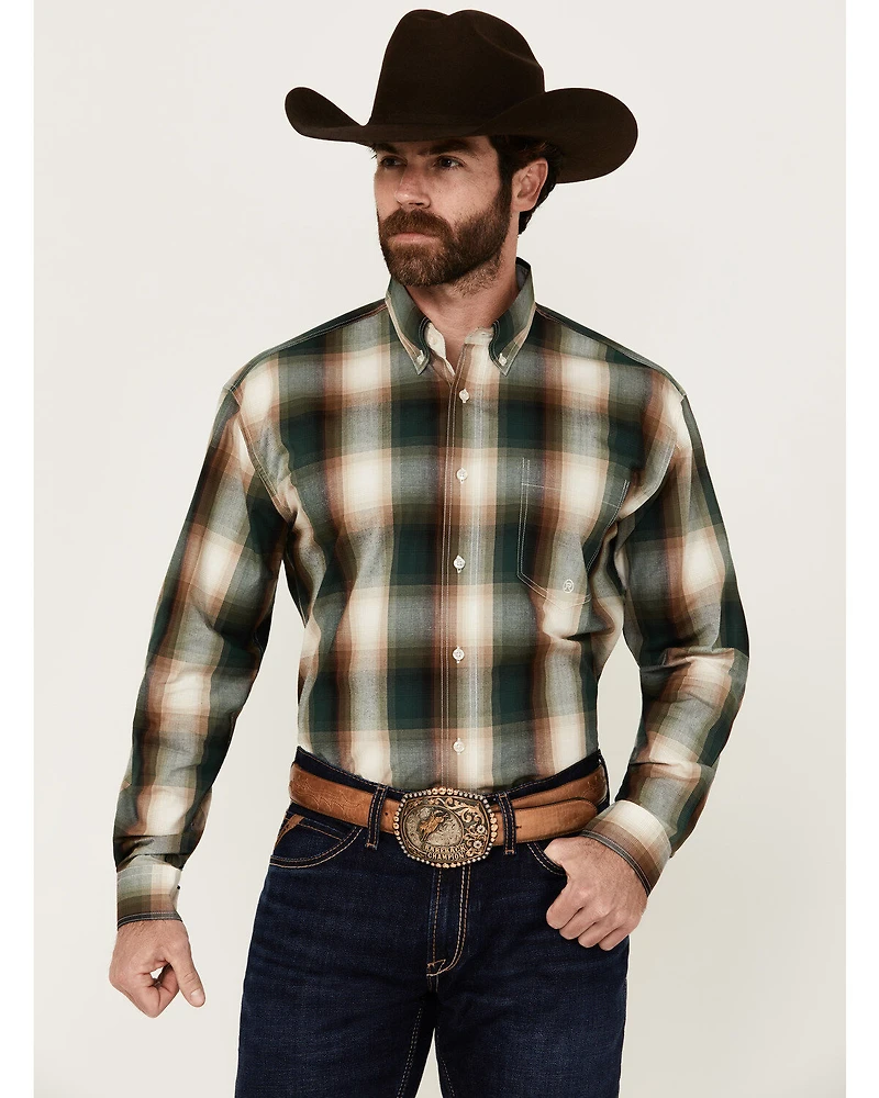 Roper Men's Amarillo Plaid Print Long Sleeve Button-Down Western Shirt