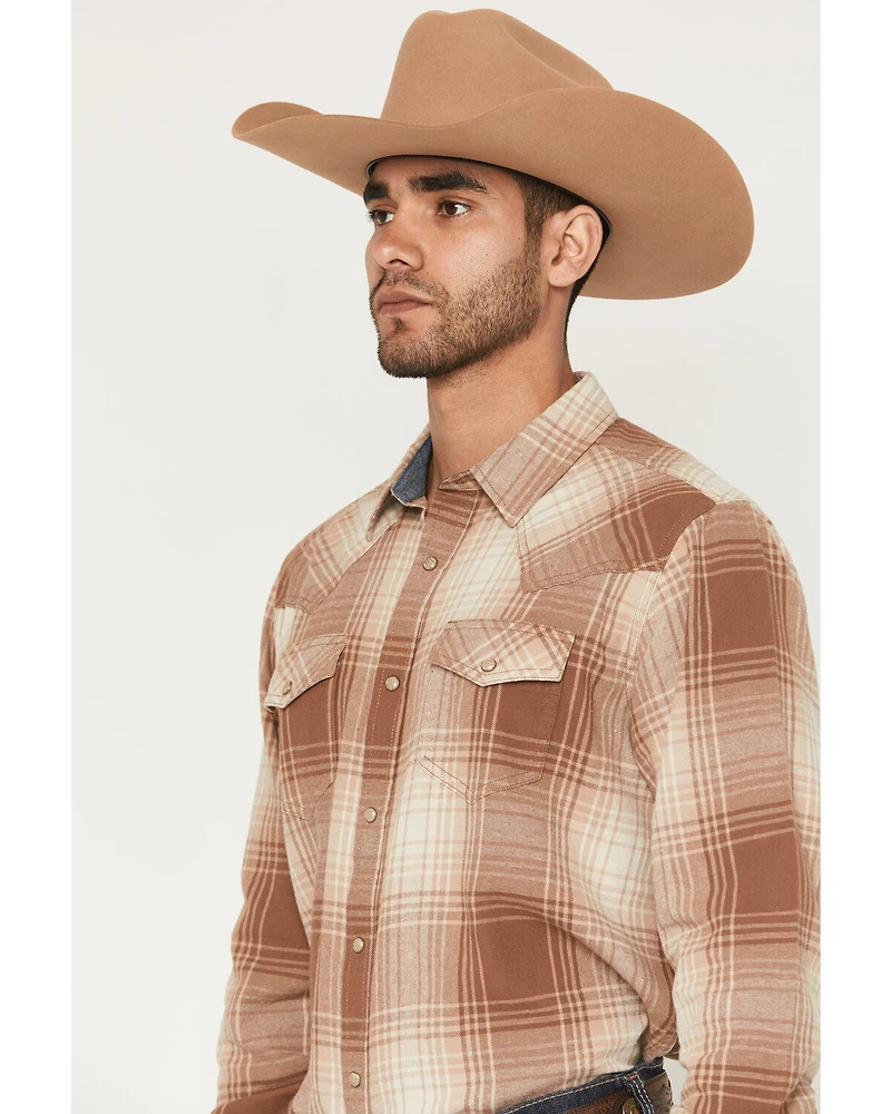 Cody James Men's Smoke Mountain Plaid Print Long Sleeve Snap Flannel Shirt