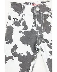 Cowgirl Hardware Toddler Girls' Cow Print Double Ruffle Stretch Denim Jeans