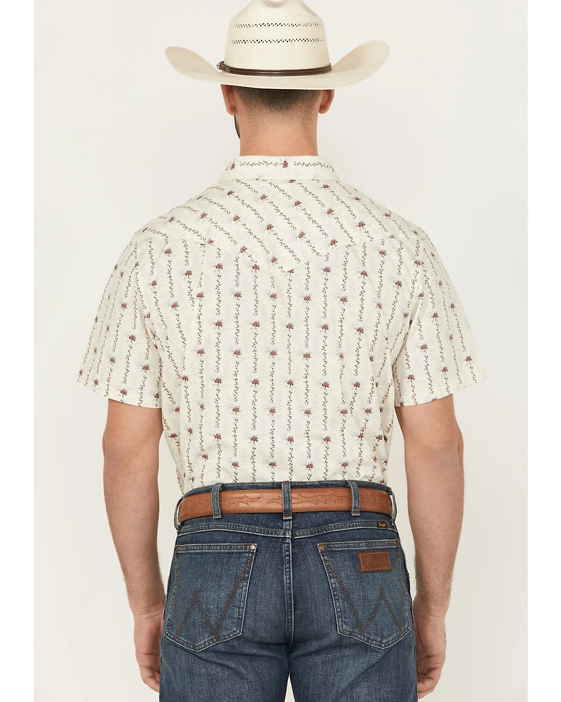 Gibson Trading Co Men's Flower Field Floral Stripe Short Sleeve Snap Stretch Western Shirt
