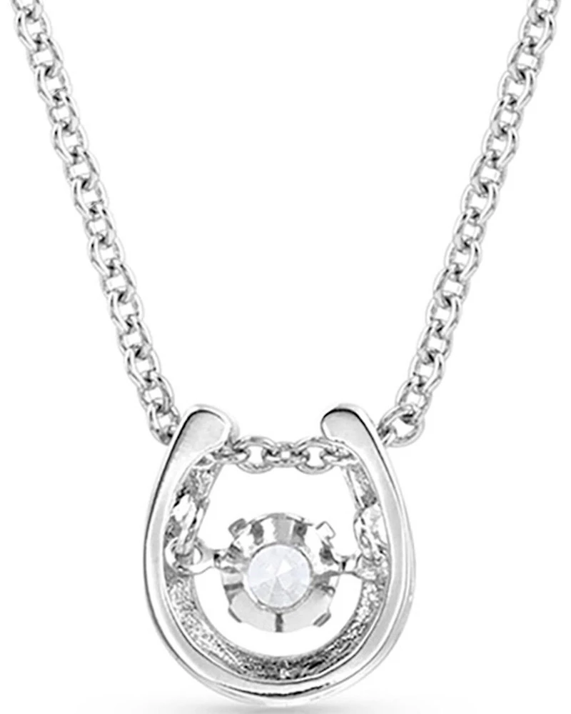 Montana Silversmiths Women's Dancing Birthstone Horseshoe Necklace - April