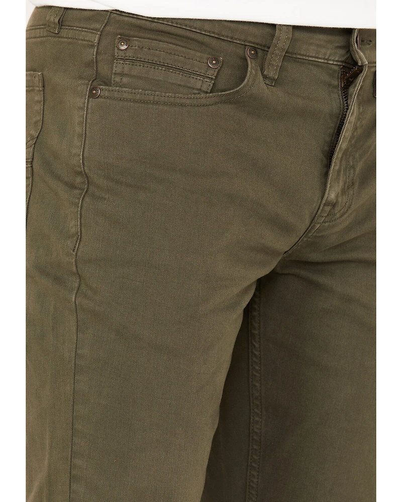 Brothers and Sons Men's Olive Night Wash Tucker Slim Straight Stretch Denim Jeans