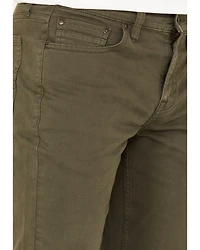 Brothers and Sons Men's Olive Night Wash Tucker Slim Straight Stretch Denim Jeans