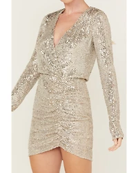 Show Me Your Mumu Women's Party Hop Sequins Long Sleeve Mini Dress