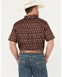 RANK 45® Men's Cash Geo Print Short Sleeve Button-Down Stretch Western Shirt