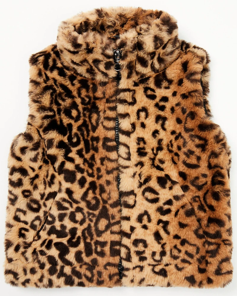 Urban Republic Little Girls' Jaguar Print Faux Fur Vest