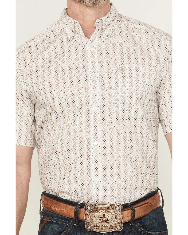 Ariat Men's Carlo Tonal Geo Print Short Sleeve Button-Down Western Shirt