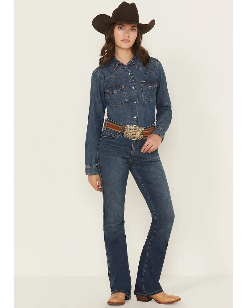 Rock & Roll Denim Women's Medium Wash Mid Rise Bootcut Stretch Jeans