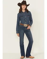 Rock & Roll Denim Women's Medium Wash Mid Rise Bootcut Stretch Jeans