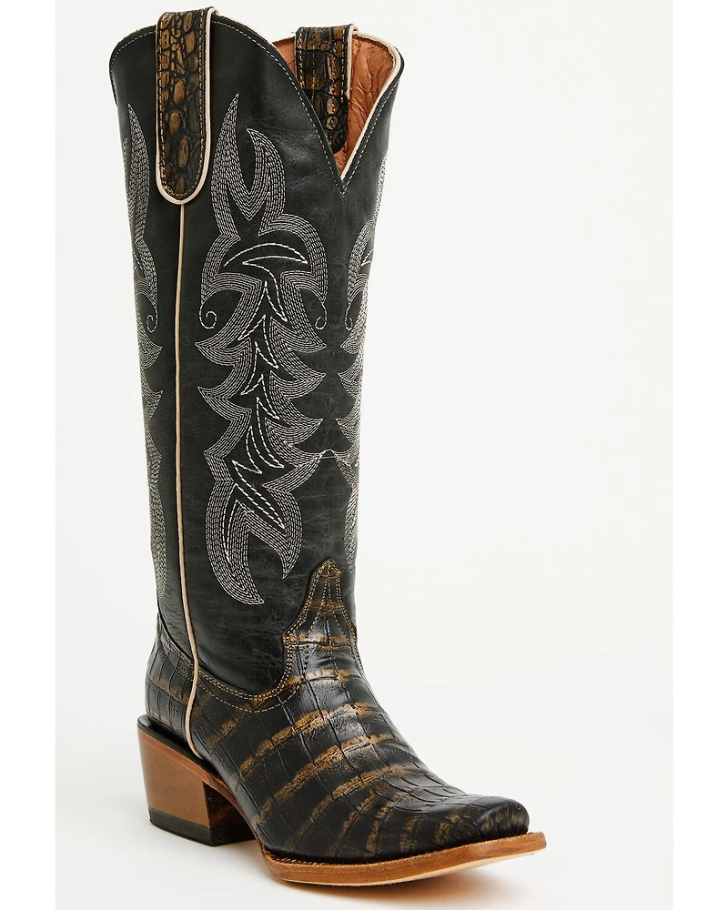 Tanner Mark Women's Caiman Print Tall Western Boots - Square Toe