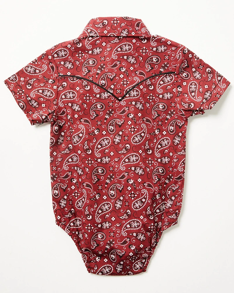 Cowboy Hardware Infant Boys' Bandana Paisley Print Short Sleeve Snap Onesie