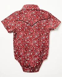 Cowboy Hardware Infant Boys' Bandana Paisley Print Short Sleeve Snap Onesie