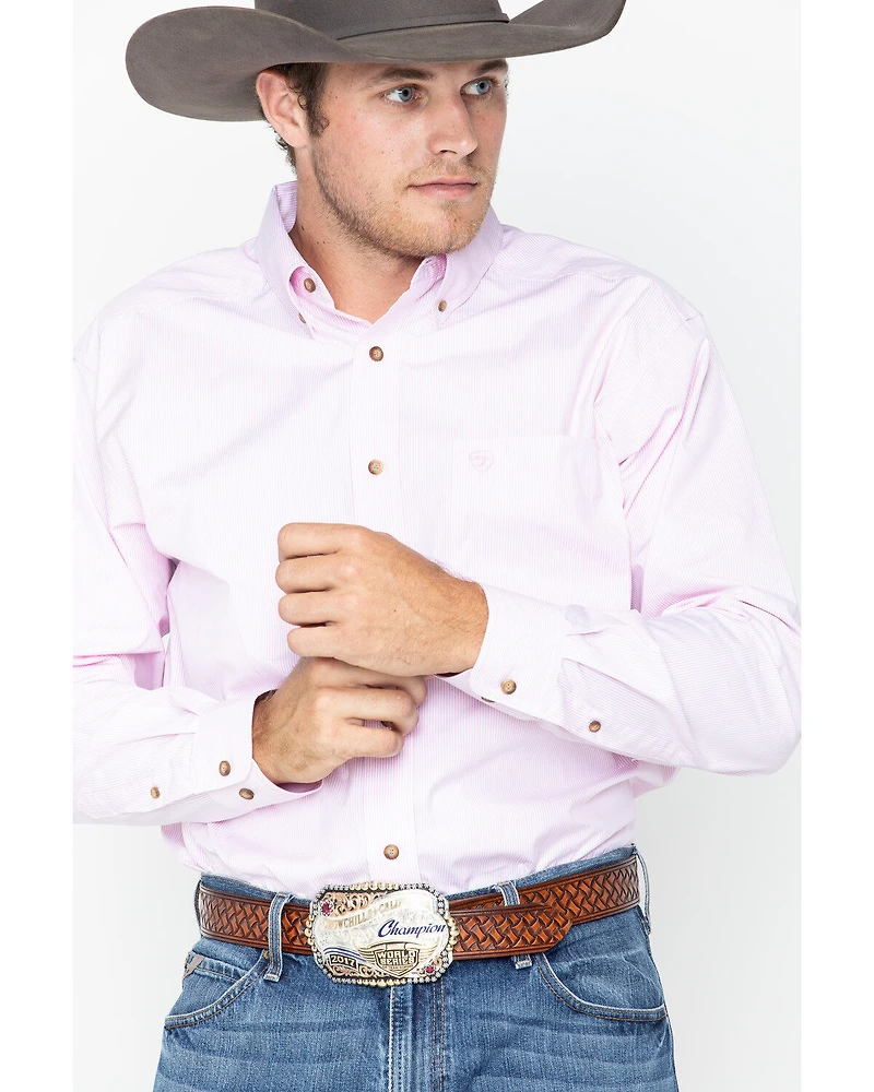 Ariat Men's Pink Dayne Mini Striped Long Sleeve Shirt - Big & Tall