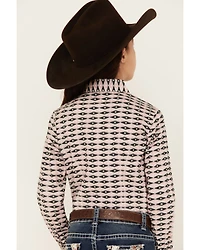 Cruel Girl Girls' Geo Print Long Sleeve Western Snap Shirt