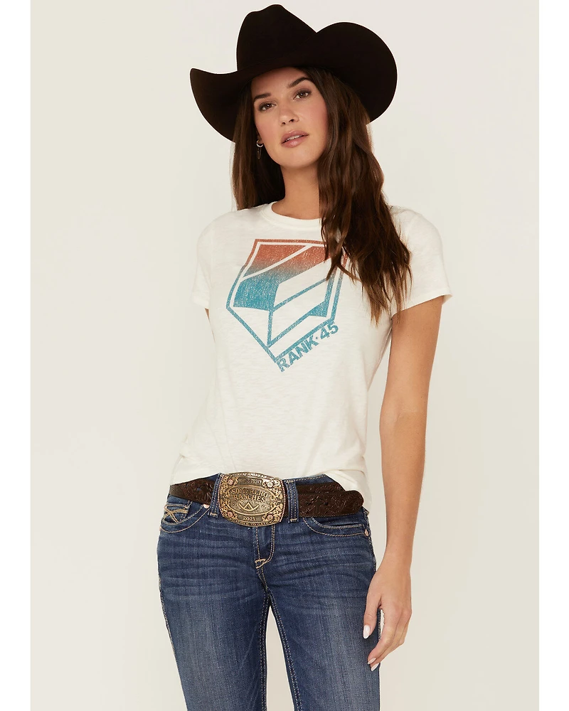 RANK 45® Women's Logo White Graphic Tee