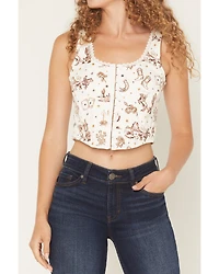Shyanne Women's Western Conversation Print Sleeveless Corset Top