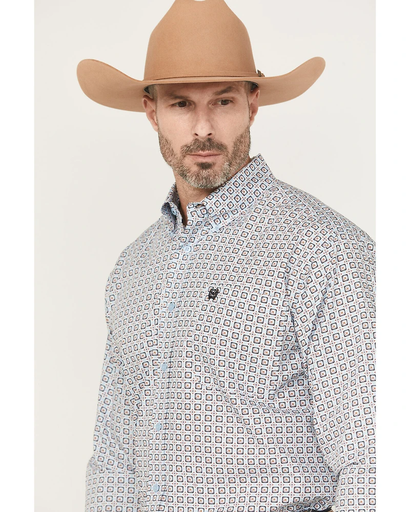 Cinch Men's Floral Geo Print Long Sleeve Button-Down Western Shirt
