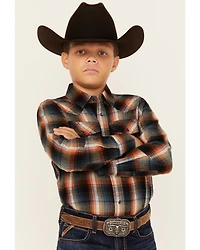 Cody James Boys' Plaid Print Long Sleeve Snap Flannel Shirt