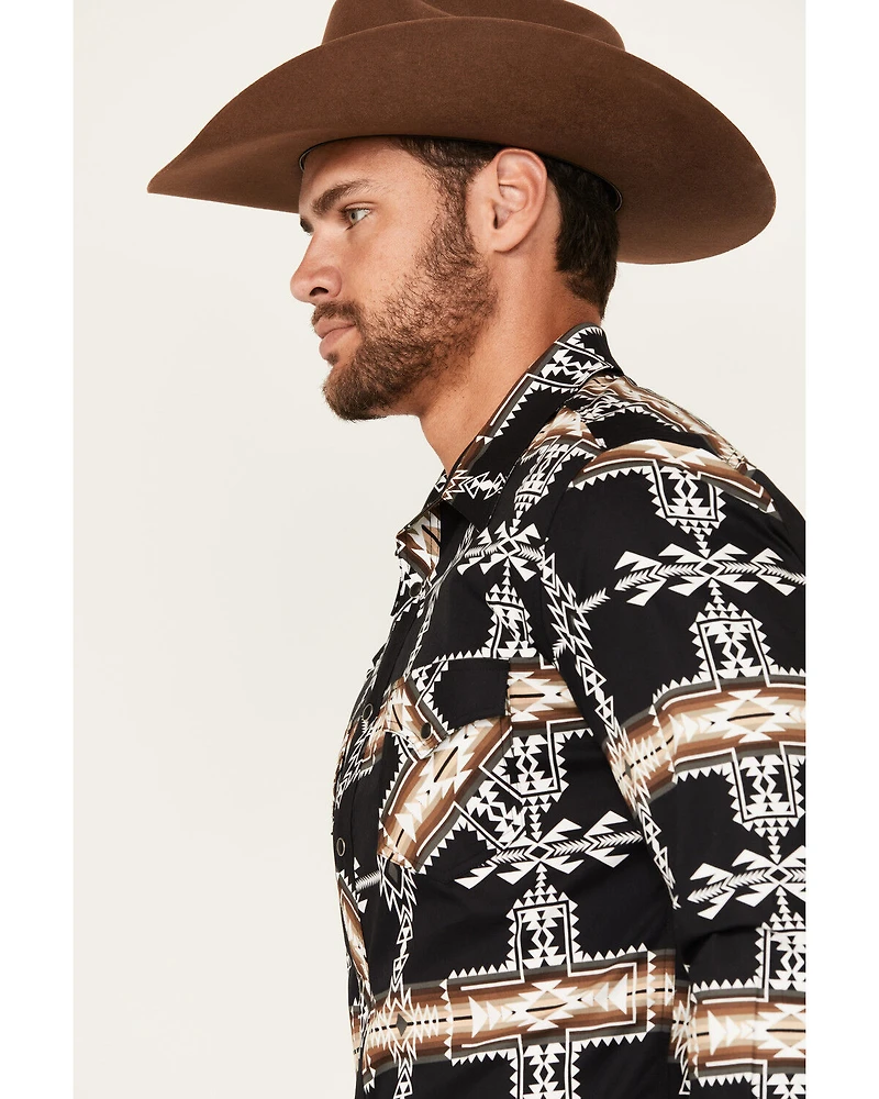 Rock & Roll Denim Men's Southwestern Print Long Sleeve Snap Stretch Western Shirt