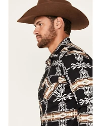 Rock & Roll Denim Men's Southwestern Print Long Sleeve Snap Stretch Western Shirt