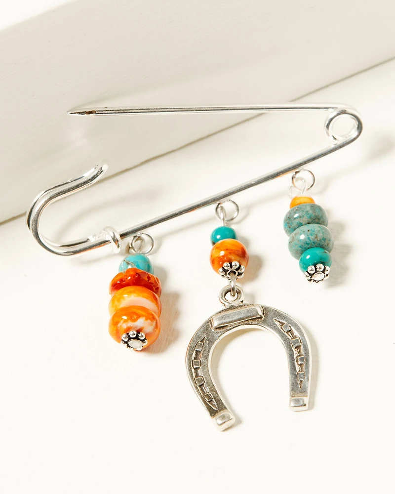 Paige Wallace Women's Dangle Hat Pin with Charms and Stones