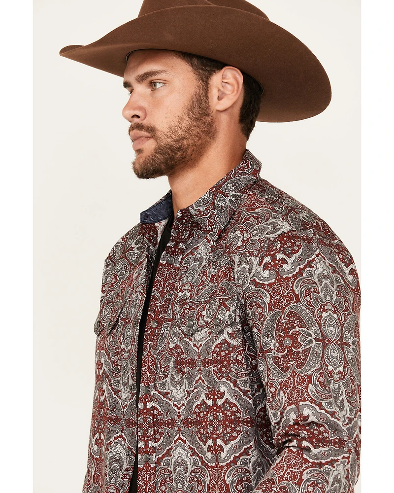 Moonshine Spirit Men's Manhattan Paisley Print Long Sleeve Snap Western Shirt