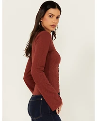 Shyanne Women's Lace Insert Long Sleeve Top
