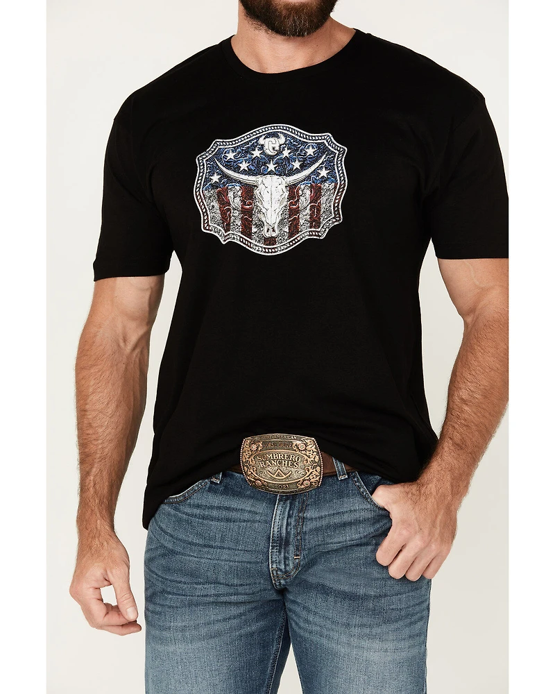 Cowboy Hardware Men's American Flag Buckle Short Sleeve T-Shirt